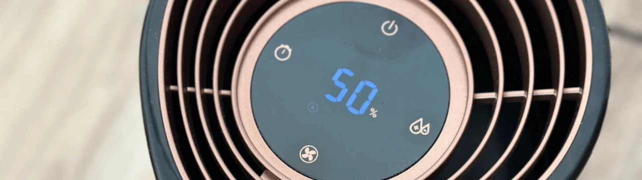 50 % vlhkosť zobrazená na displeji zvlhčovača.