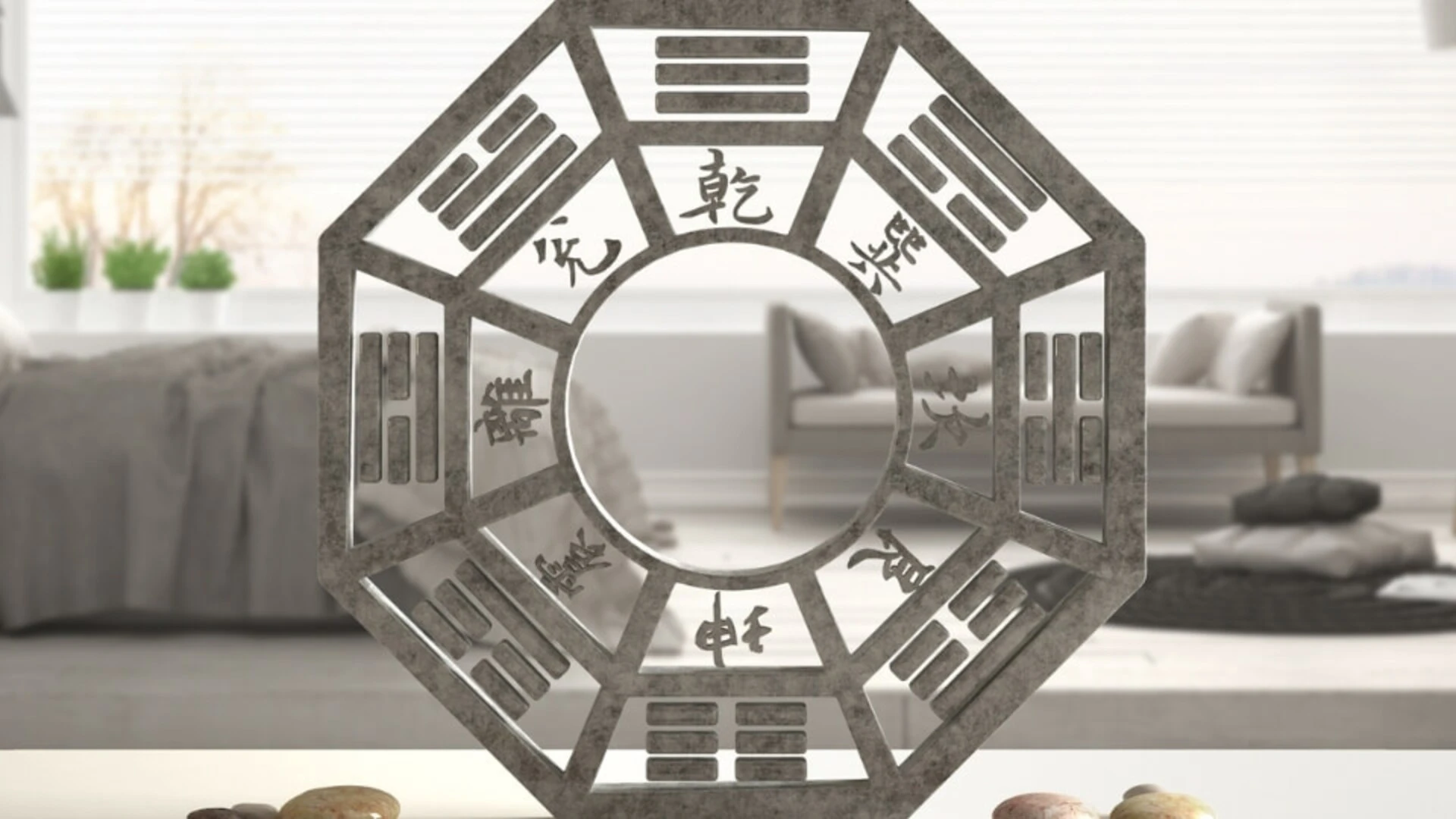 Obývačka s feng shui znakom