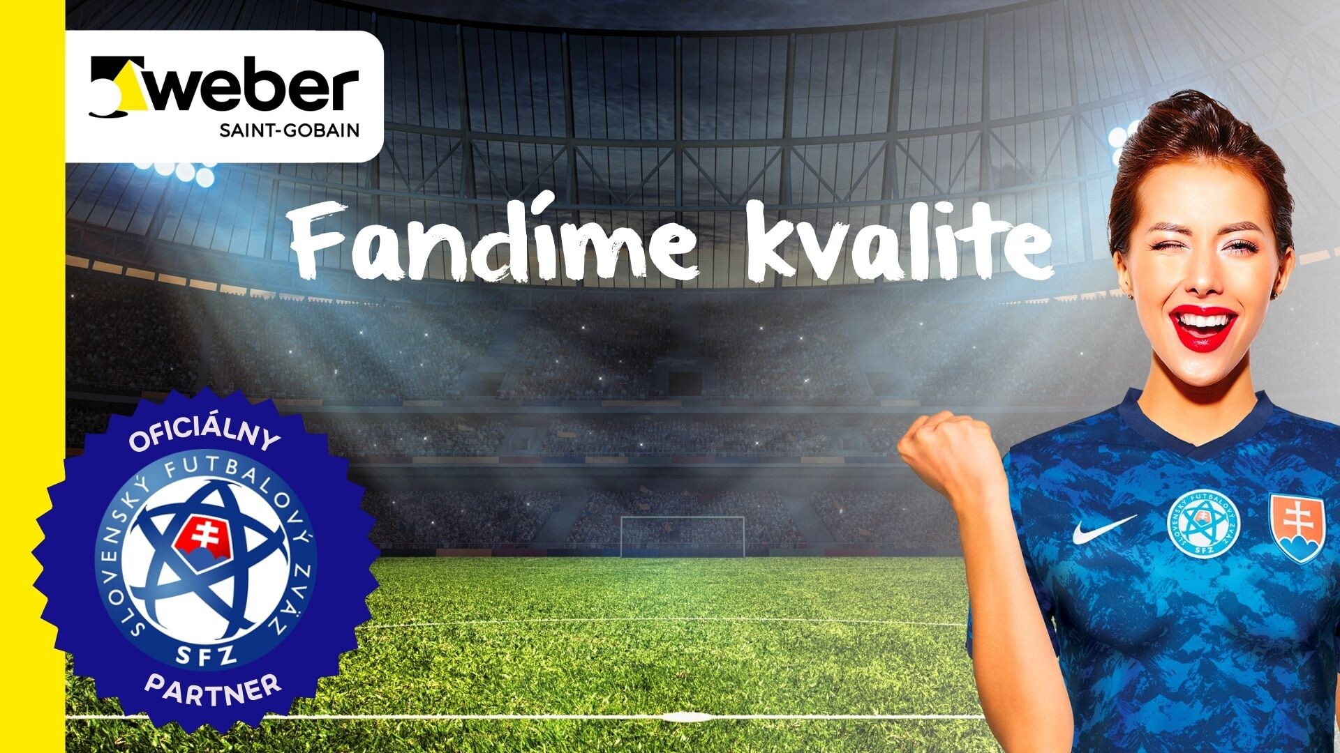 weber-fandi-kvalite.jpg žena fandiaca slovenským sokolom vo futbalovom drese na ihrisku