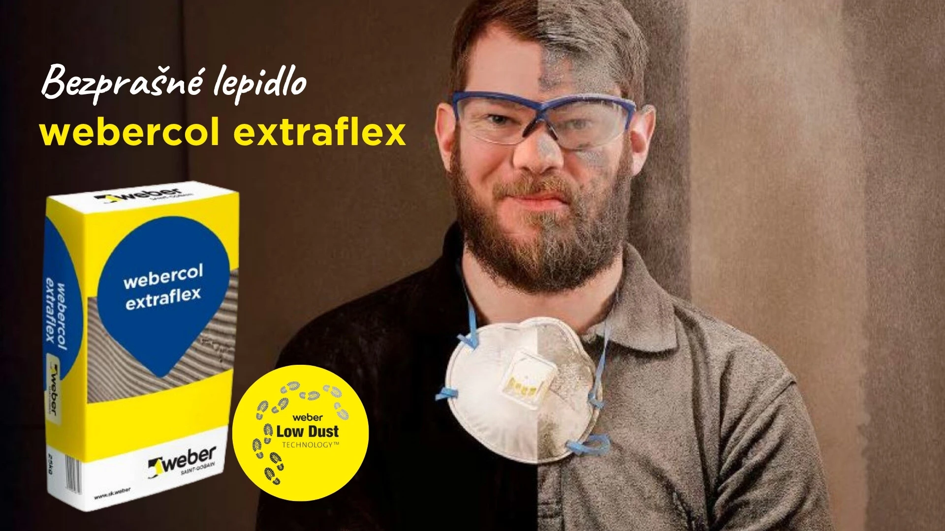 Lepidlo na obklady a dlažby webercol extraflex s technológiou Low Dust