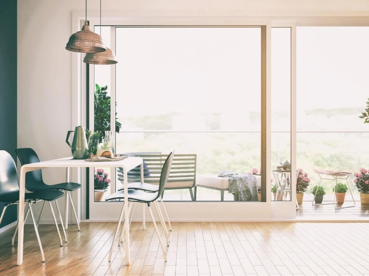 Štýlovo zariadený interiér a balkón v byte