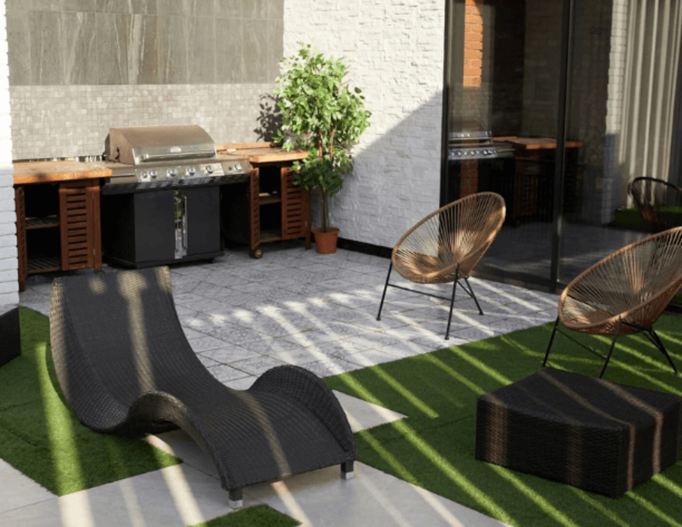 Grilovacia stanica na terase.