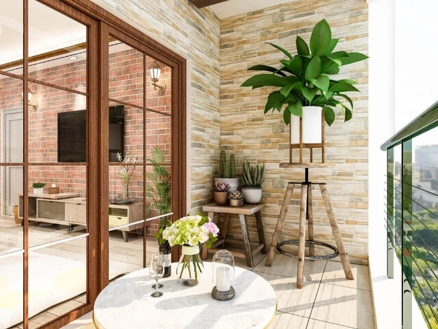 Tehlový obklad steny na balkóne