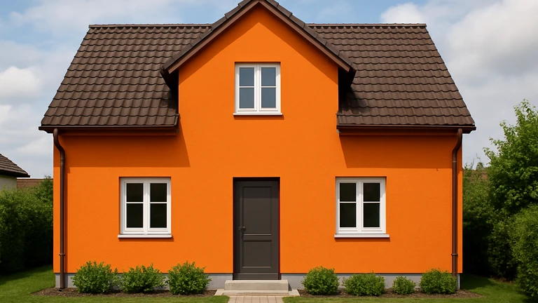 Oranžový odtieň weber color.line na fasáde