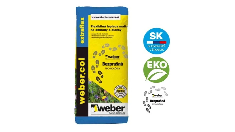 Lepidlo na obklady a dlažby webercol extraflex - LOW DUST technológia