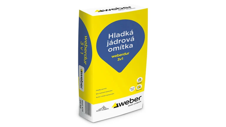 weberdur 3v1 - Jednovrstvová gletovaná vápenno-cementová omietka
