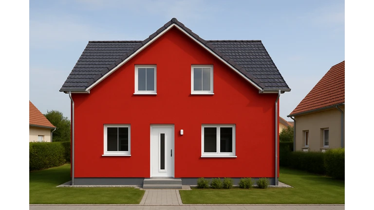 Červený odtieň weber color.line na fasáde