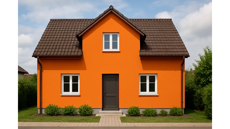 Oranžový odtieň weber color.line na fasáde