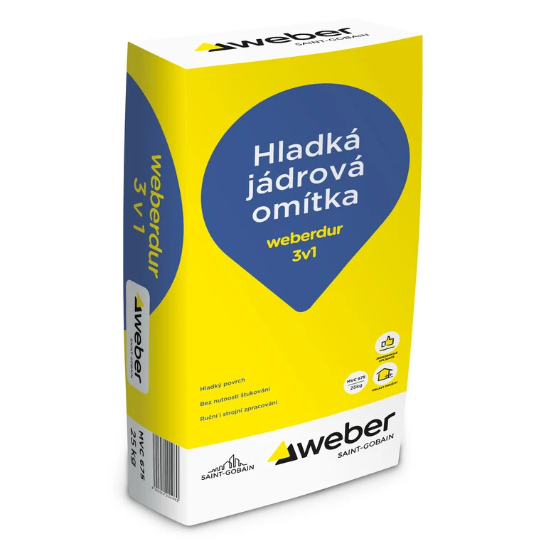 weberdur 3v1 - Jednovrstvová gletovaná vápenno-cementová omietka